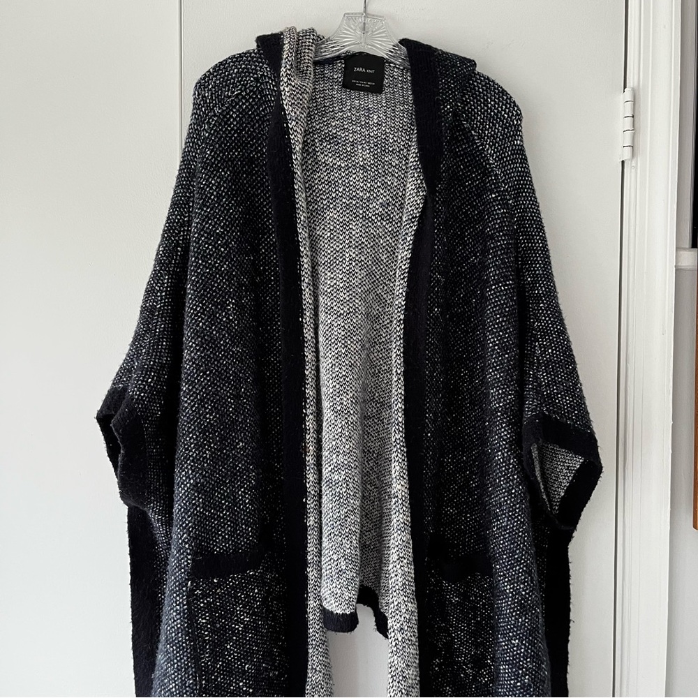 Zara Knit Coat with Hood (M)